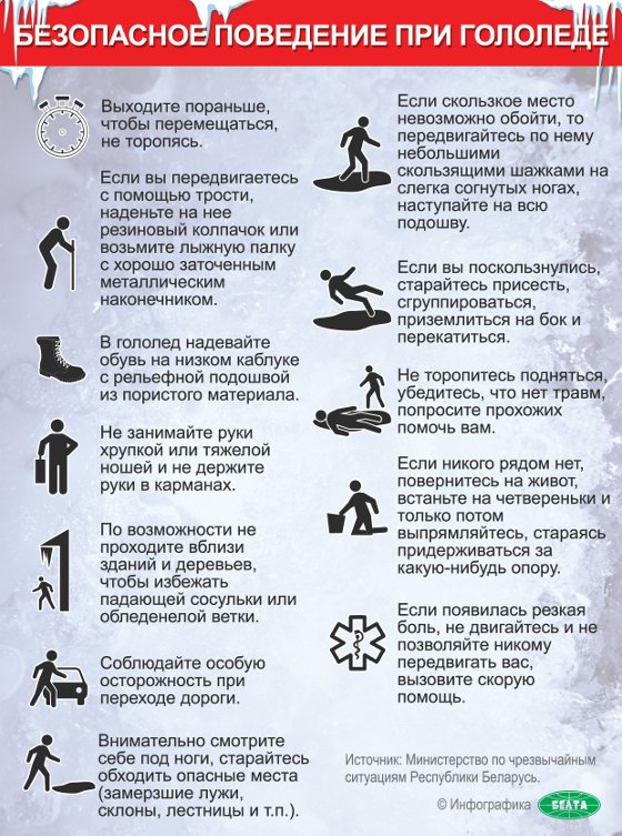 Безопасное поведение при гололеде (инфографика)