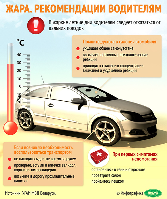 Жара. Рекомендации водителям (инфографика)