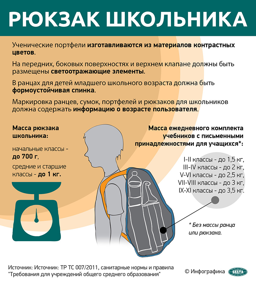 Рюкзак школьника (инфографика)